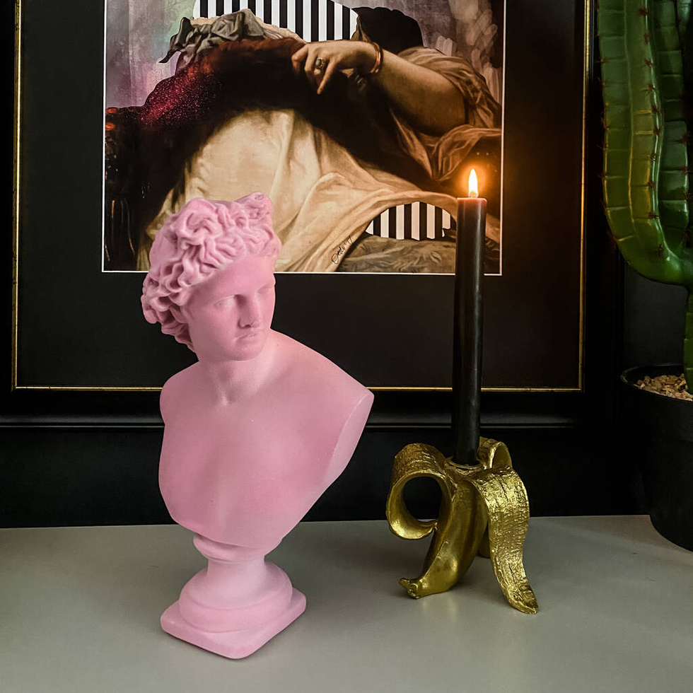 Pink Flocked Apollo Bust