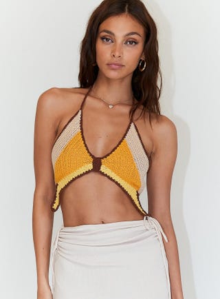 Princess Polly Butterfly Crochet Top Orange