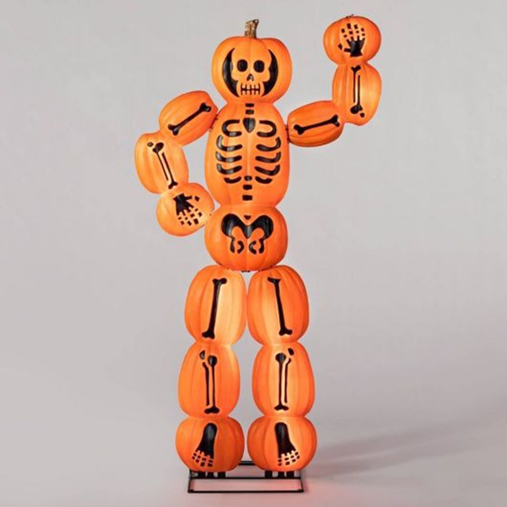 Light-Up Skeleton Pumpkin Man Decoration