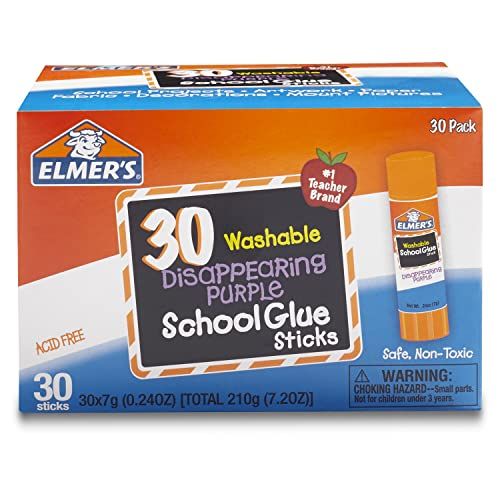 Elmer's Disappearing Purple School Glue Sticks, 30 Count
