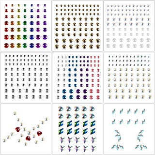 9 Sheets Eye Body Face Gems Jewels Rhinestone Stickers