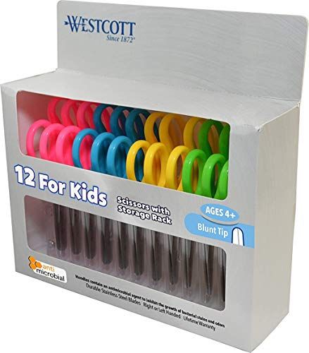 Westcott 5’’ Blunt Safety Scissors For Kids, Pack of 12