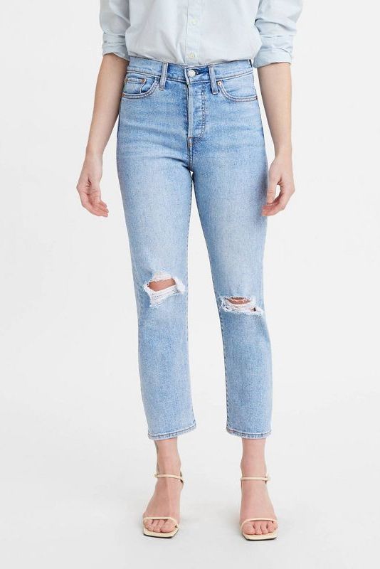 High-Rise Wedgie Straight Cropped Jeans