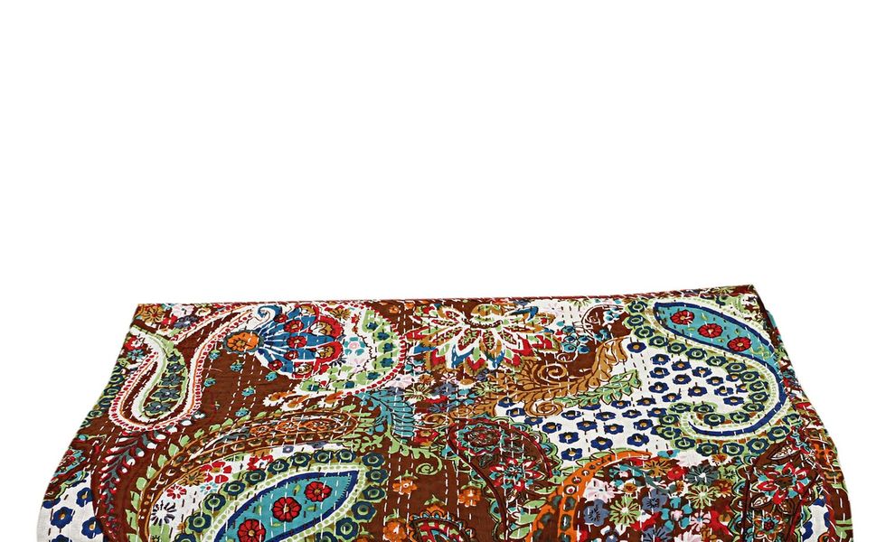 Kantha Red Paisley Room Bedcover Handmade Quilted Throw Blanket Decorative Bedspread Large Bohemian Queen Quilt Kantha Boho Quilts