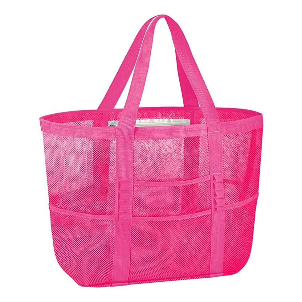 Pink Mesh Beach Bag