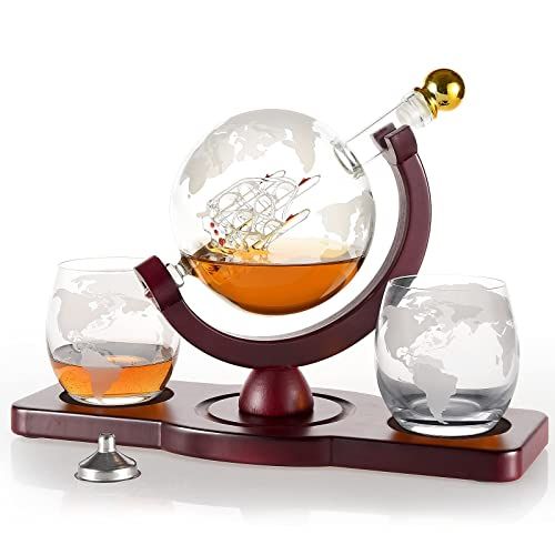 Whiskey Decanter Set with Globe Glasses