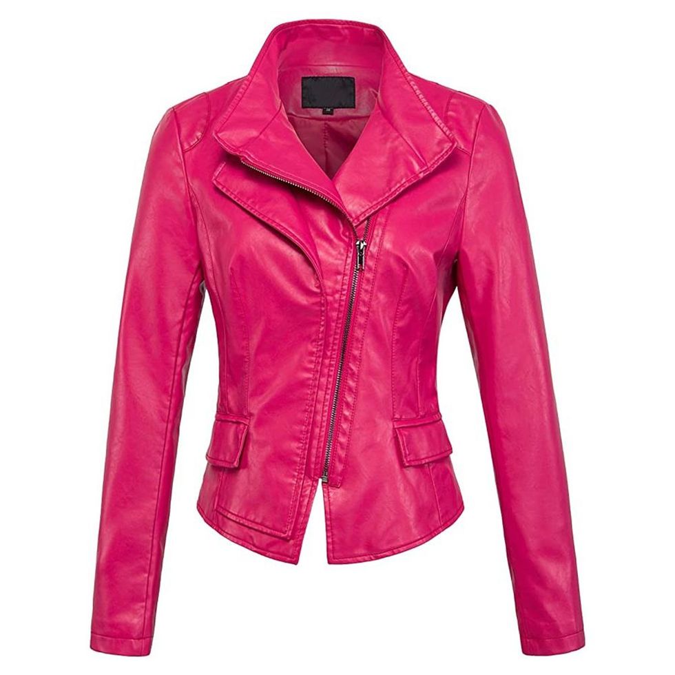 Pink Faux-Leather Jacket
