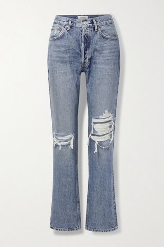 Lana distressed mid-rise organic jeans
