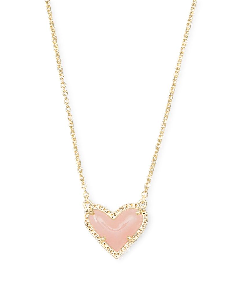 Gold and Rose Quartz Heart Pendant Necklace 