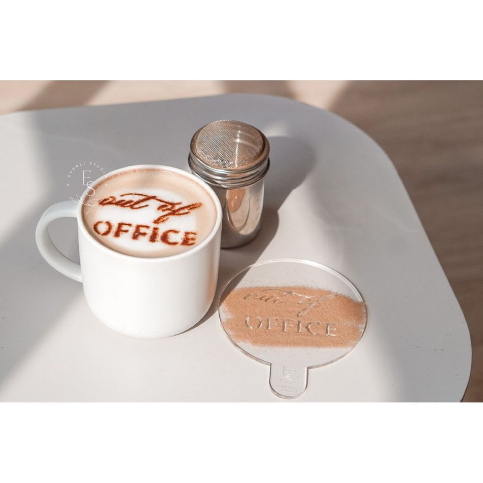 EverliStudioCo Out of Office Reusable Coffee Stencil