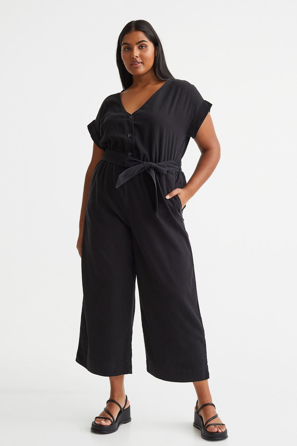 Plus Size Drawstring Waist Short Sleeve Jumpsuit – SCULPTURA® Couture