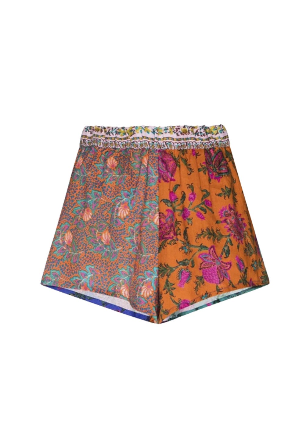 Multicolour Parasol Floral Patchwork Linen Shorts