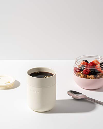 W&P Porter Ceramic Mug w/ Protective Silicone Sleeve, Cream 16 Ounces | On-the-Go | No Seal Tight | Reusable Cup for Coffee or Tea | Portable | Dishwasher Safe