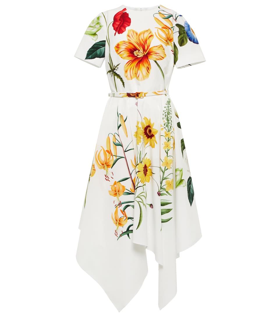 Floral cotton-blend midi dress