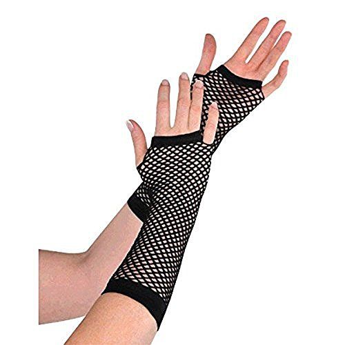 amscan Black Long Fishnet Fingerless Gloves