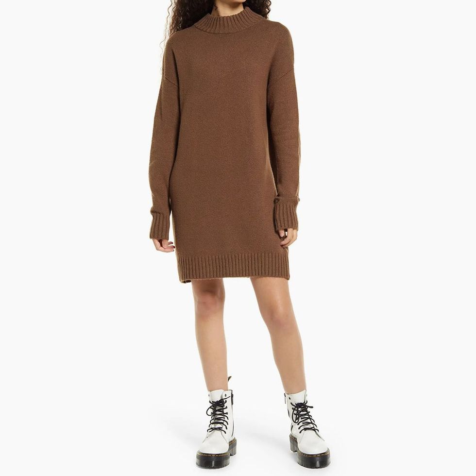 Easy Crewneck Long Sleeve Sweater Dress