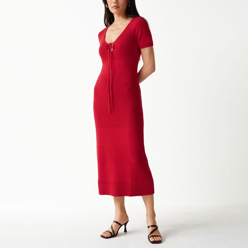 Scoop Neck Knit Midi Dress