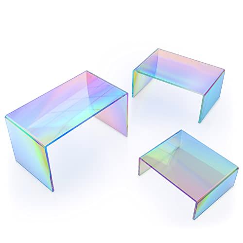 X-FLOAT Rainbow Iridescent Acrylic Display Risers (Set of 6)