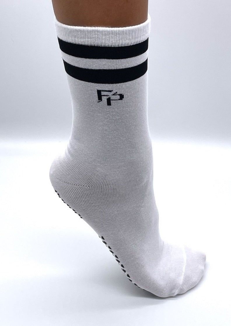 Grip Crew Socks in White Sock/Black Tube