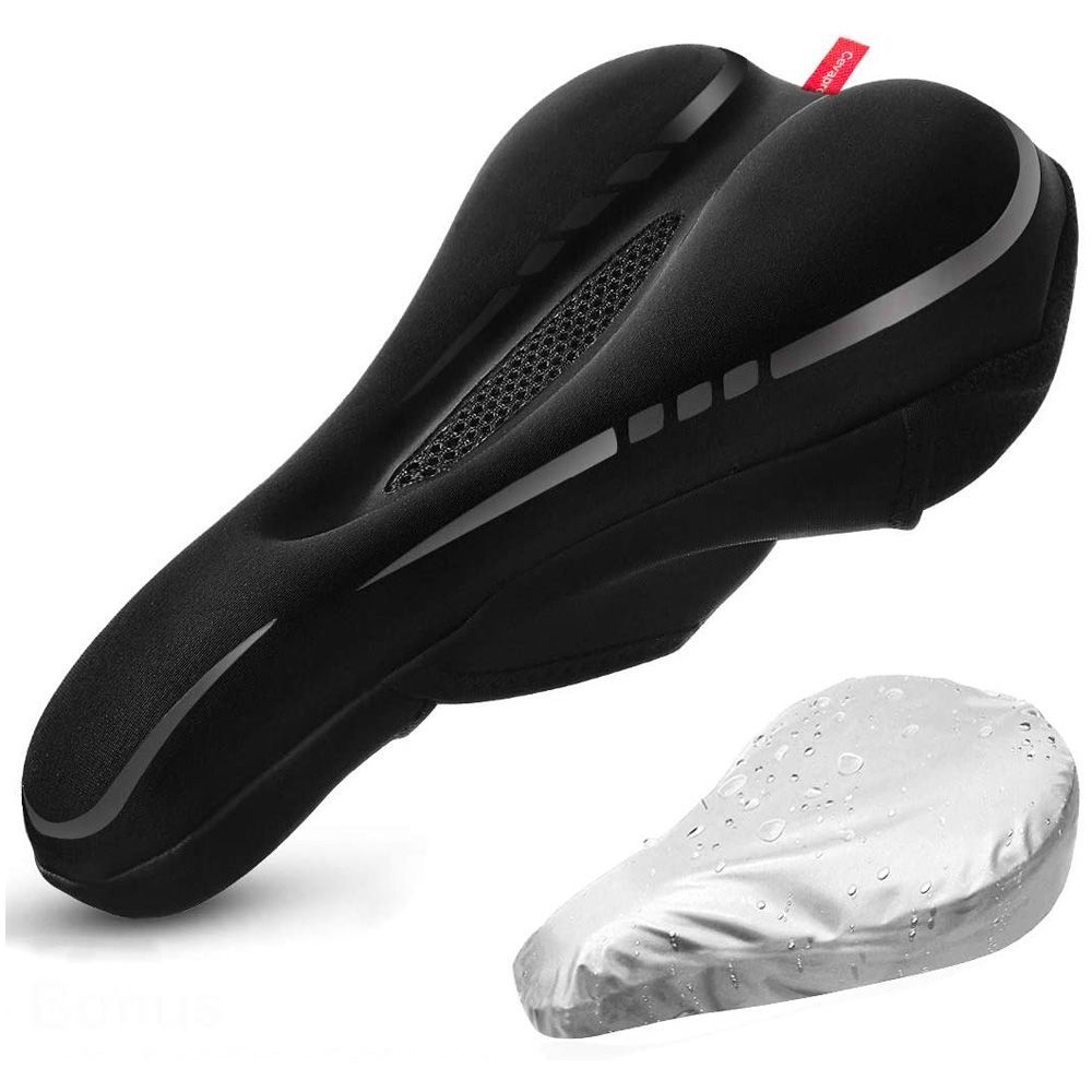VORCOOL Gel Bike Seat Cover Extra Soft Bike Saddle Cover Cushion with Waterproof and Dustproof Cover for Mountain Bike Seats and Indoor Spinning 