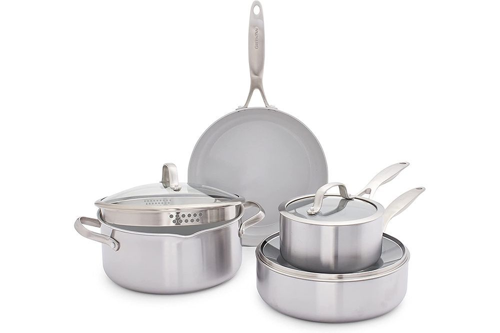 Venice Pro Tri-Ply Stainless Steel Healthy Ceramic Nonstick 7-Piece Cookware Set