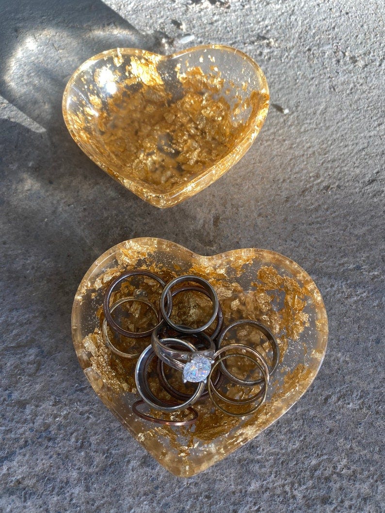 Resin Gold Leaf Jewelry Holder