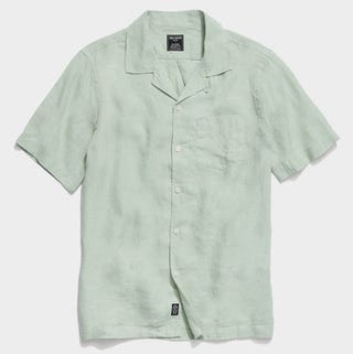 Todd Snyder Irish Sea Soft Linen Camp Collar Shirt Todd Snyder Irish Sea Soft Linen Camp Collar Shirt