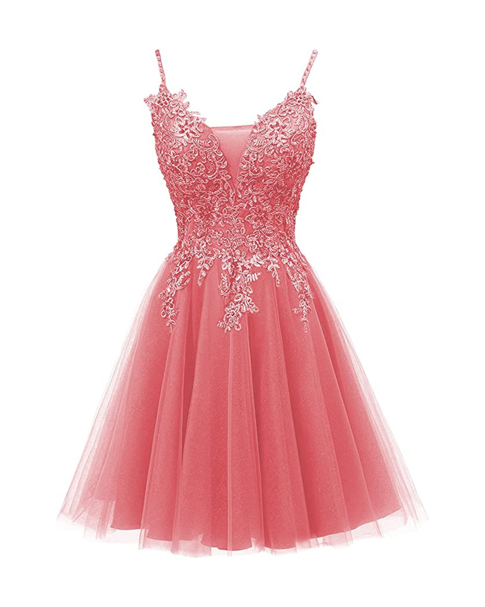 Tulle Lace Homecoming Dress Lace Short