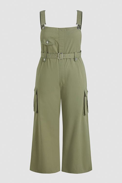 Curve & Plus Solid Pocket Jumpsuit With Belt