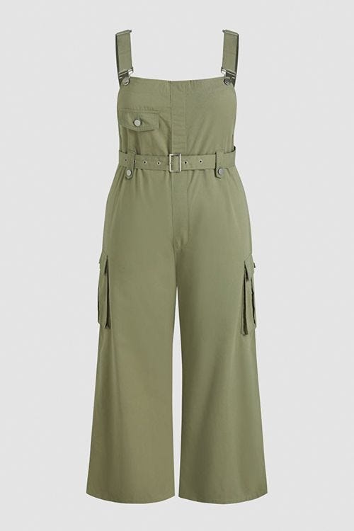 Curve & Plus Solid Pocket Jumpsuit With Belt Curve & Plus Solid Pocket Jumpsuit With Belt