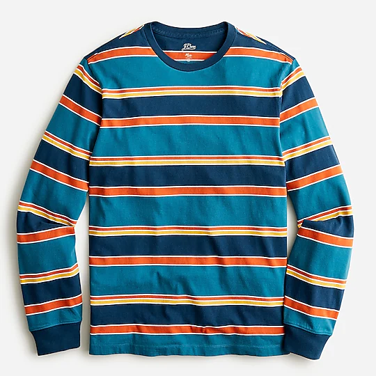 Long-Sleeve Cotton T-Shirt in Stripe