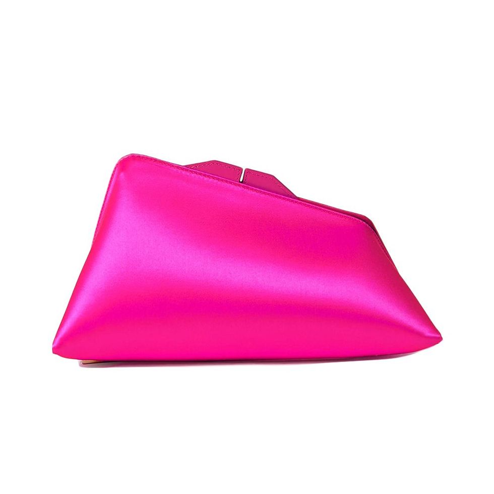 Large Leather-Trimmed Satin Clutch