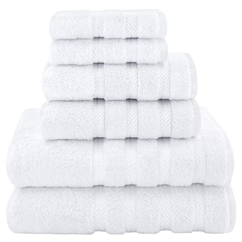 American Soft Linen 100% Turkish Cotton 6 Piece Towel Set - White