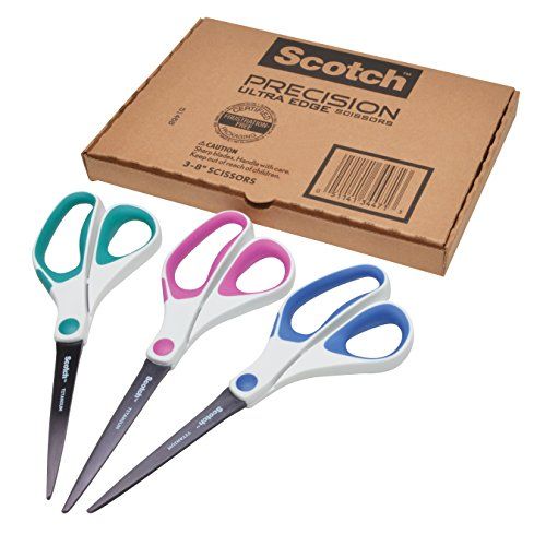 Scotch Scissor 3 Pack, Titanium Blades, two 8 & one 6 Scissor