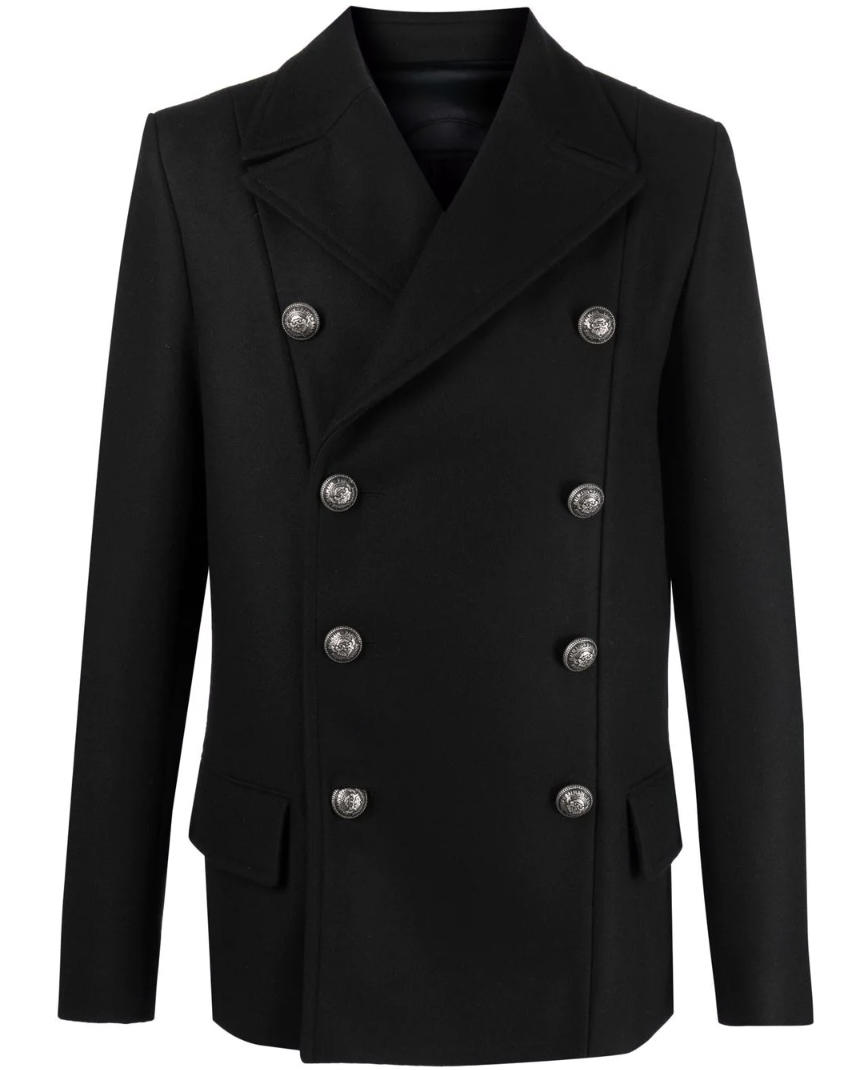 Logo-Button Double-Breasted Peacoat