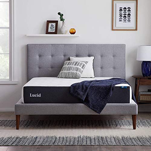 LUCID 10 Inch Memory Foam Medium-Plush - Gel Infusion – Hypoallergenic Bamboo Charcoal- Queen Size Mattress