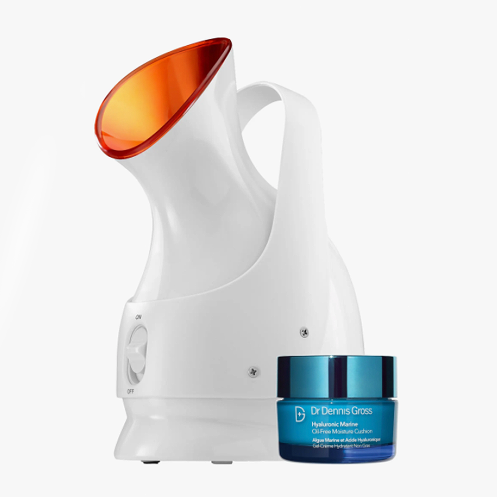 Pro Facial Steamer & Hyaluronic Marine Oil-Free Moisture Cushion Set