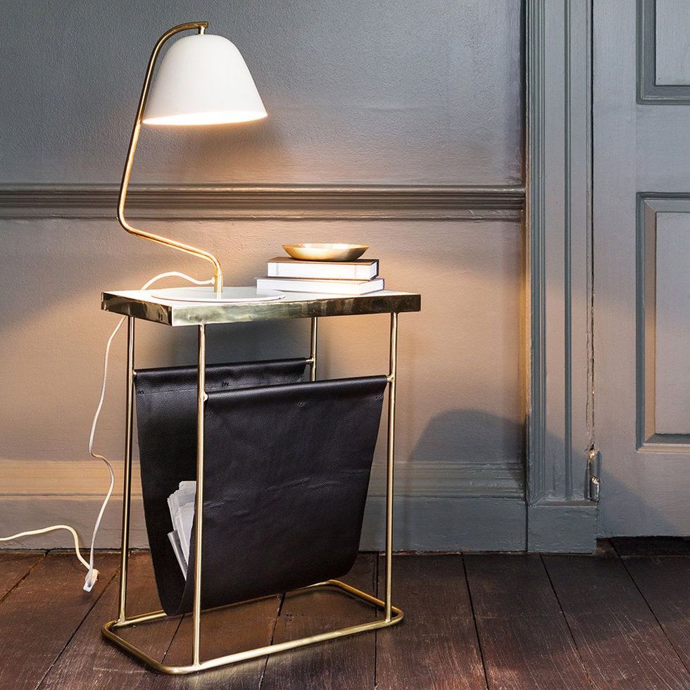 Marble & Leather Side Table