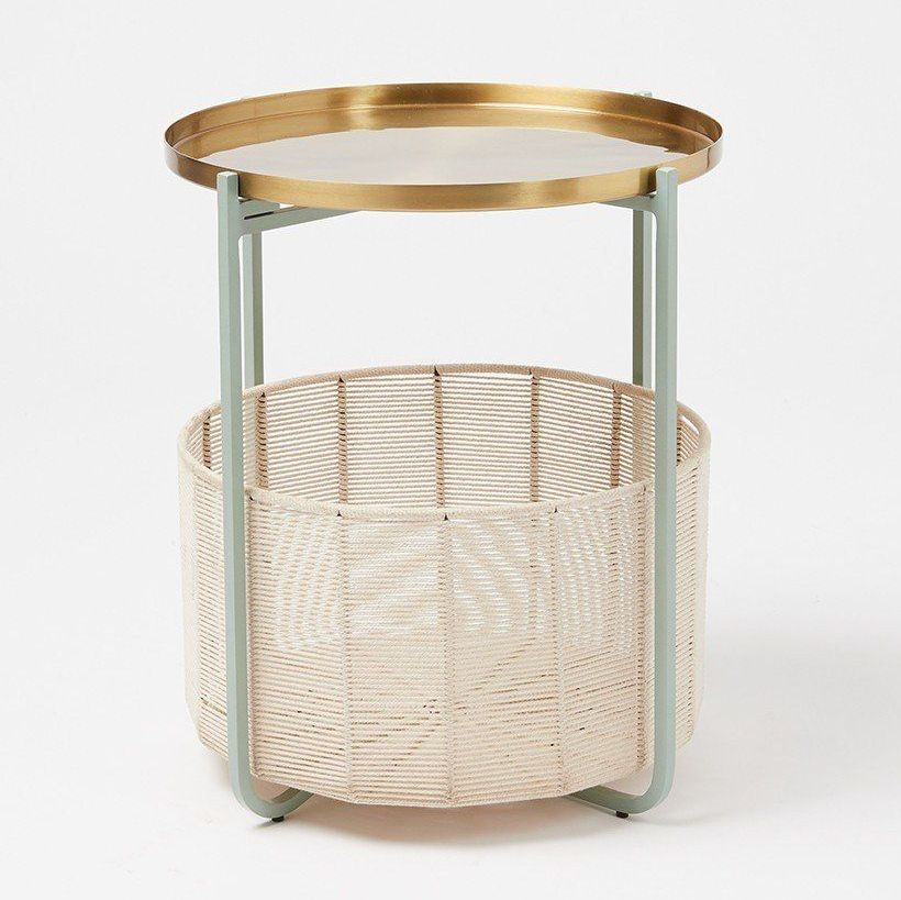 Iggy Green & Gold Metal Storage Side Table