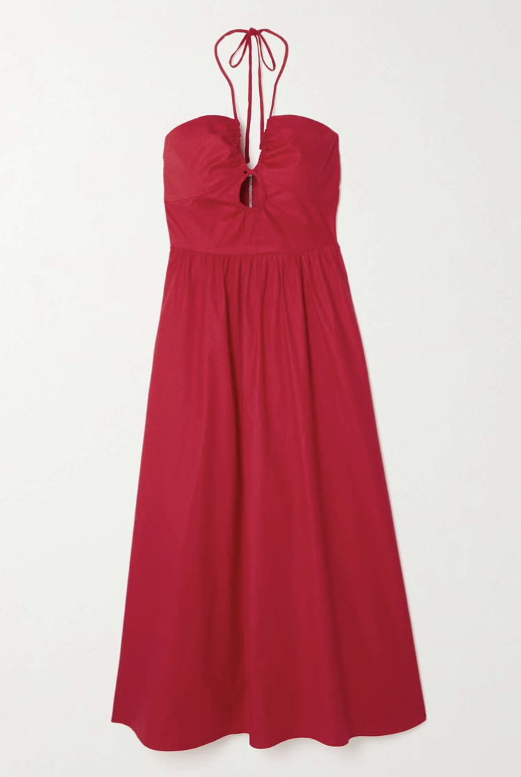 夏天度假洋裝推薦：Reformation鏤空設計繞頸式洋裝