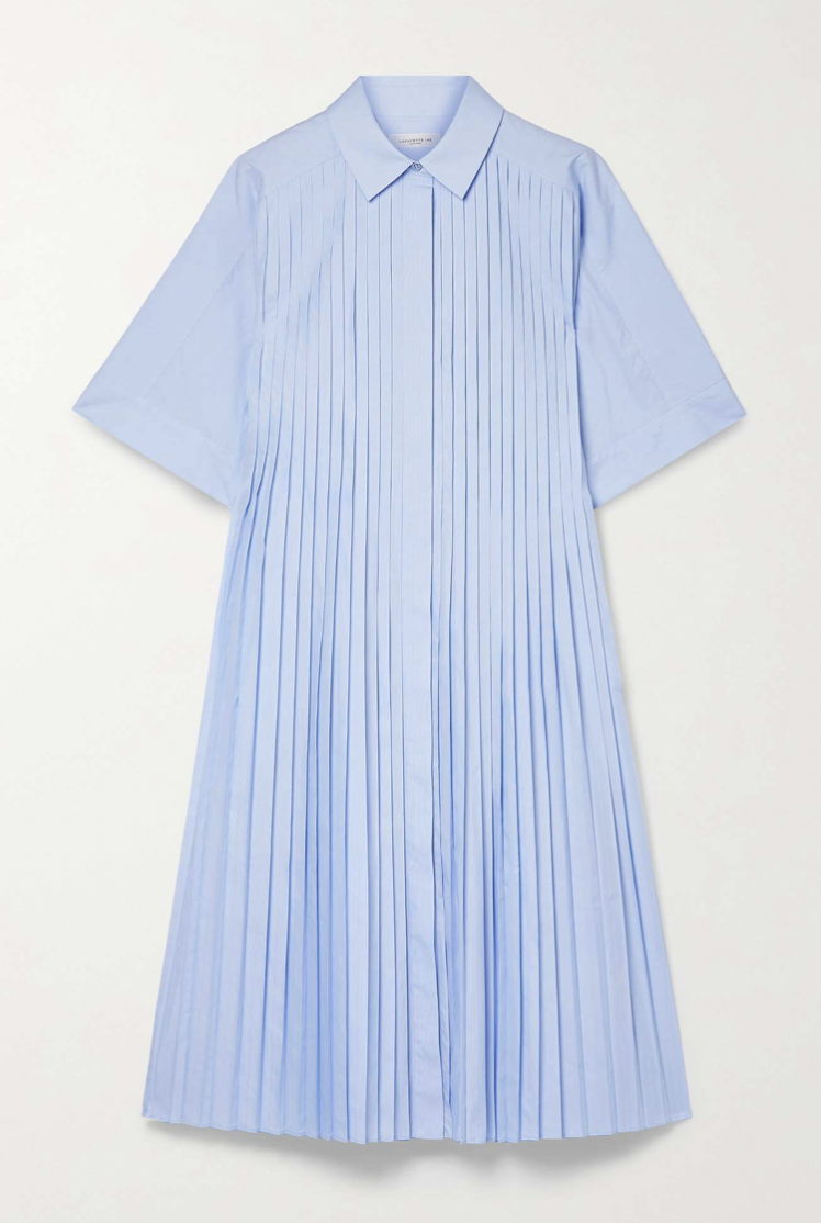 夏天度假洋裝推薦：Lafayette 148打摺條紋洋裝