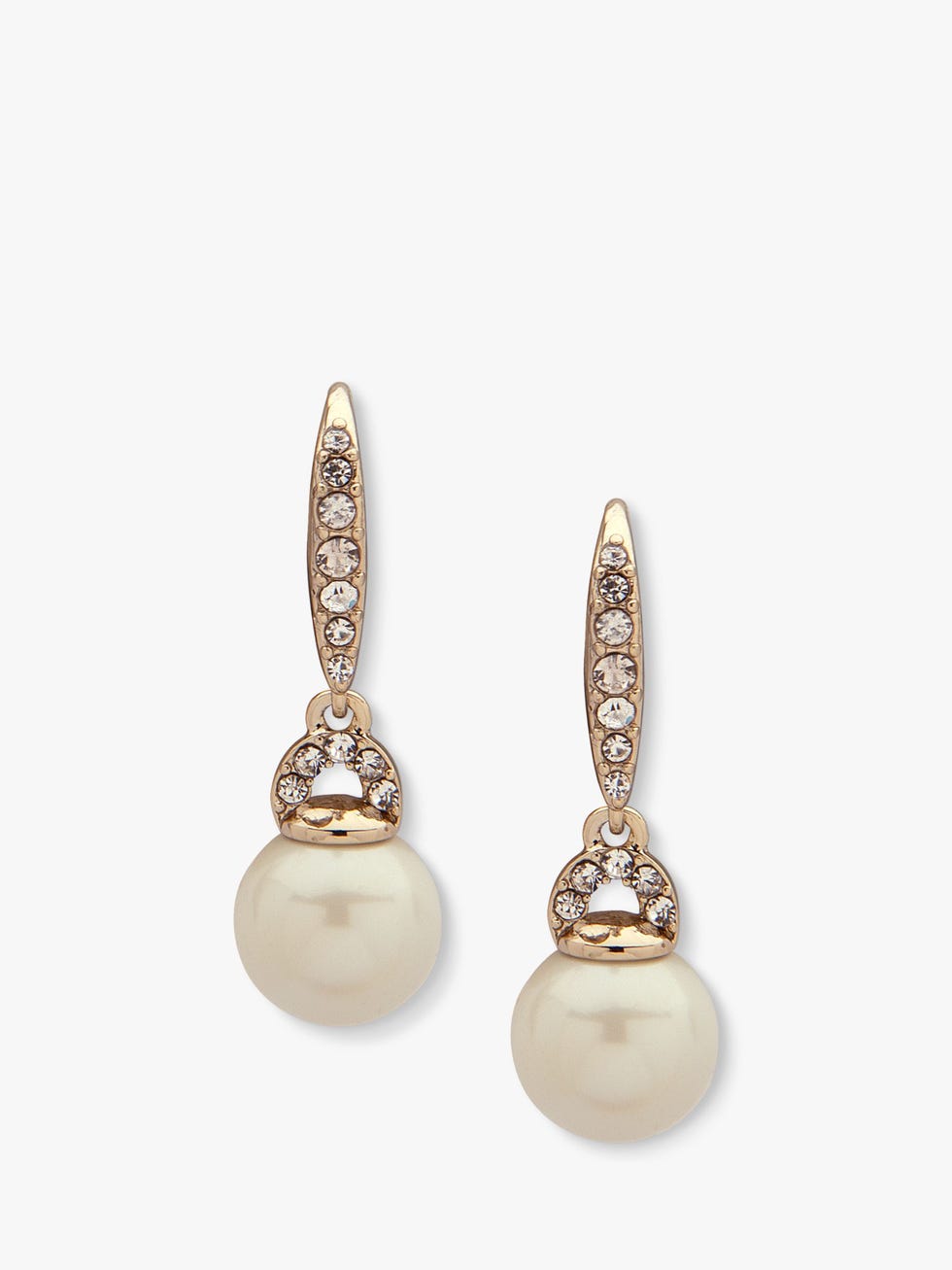 Glass & Pearl Drop Earrings, Gold