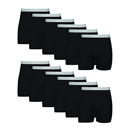 Hanes Men's Boxer Briefs, Black/Gray, 6 Pack, Medium