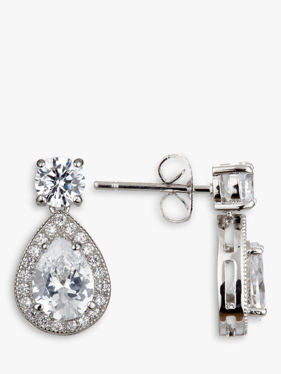 Limelight Teardrop Cubic Zirconia Pave Drop Earrings, Silver