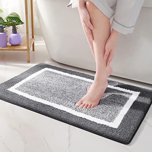  Gorilla Grip Bath Rug 24x17, Thick Soft Absorbent Chenille,  Rubber Backing Quick Dry Microfiber Mats, Machine Washable Rugs for Shower  Floor, Bathroom Runner Bathmat Accessories Decor, Grey : Home & Kitchen