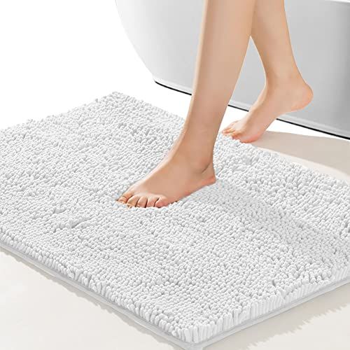 Color&Geometry Soft Bath Mat Bathtub 16x24 Water Absorbent Thick Shaggy Shower Rug Non Slip Machine Washable Floor Mat for Bathroom 