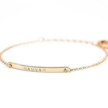 16K Personalized Gold Bar Bracelet 