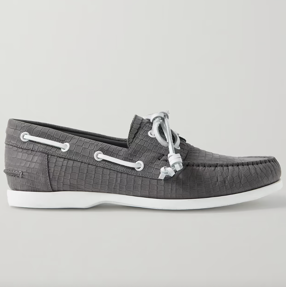 Sidmouth Croc-Effect Nubuck Boat Shoes