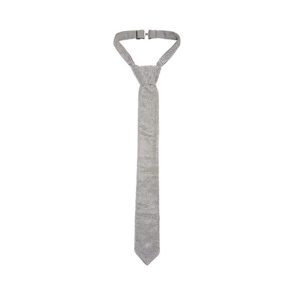 White Crystal Mesh Tie