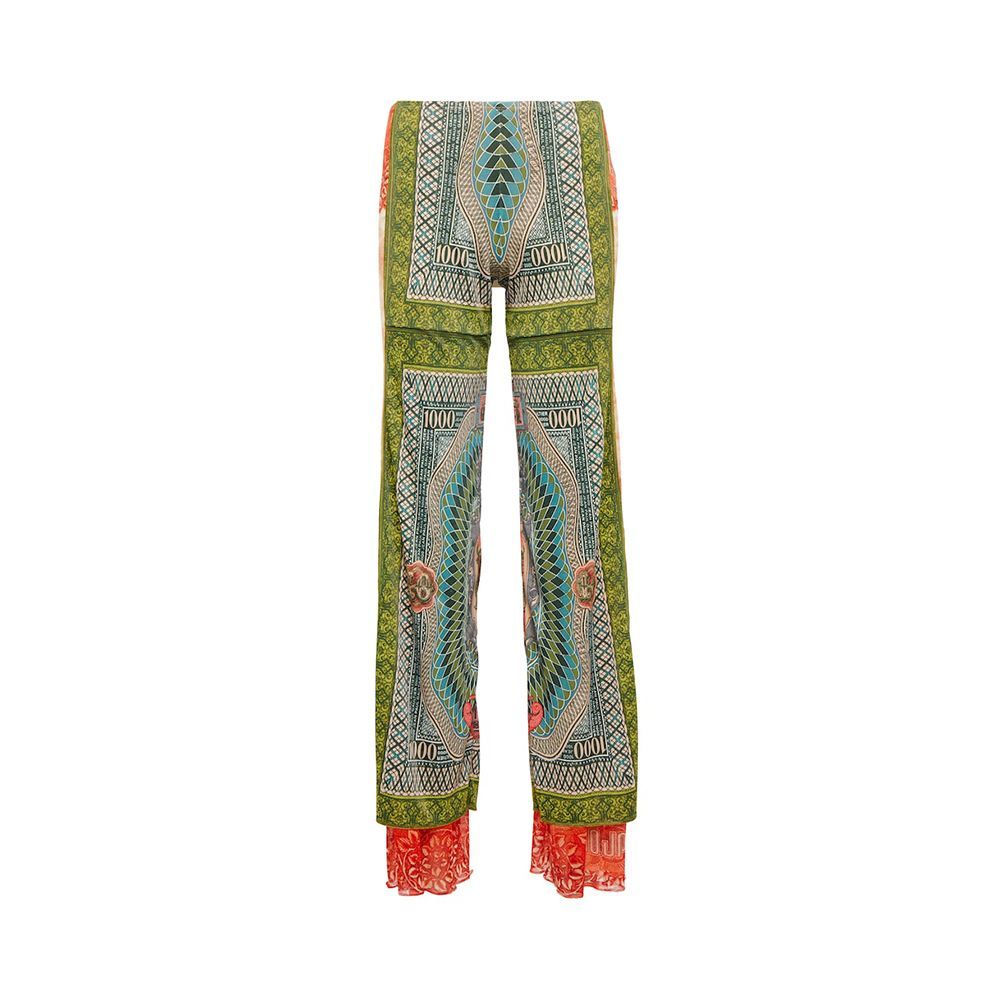 Printed Stretch-Mesh and Satin Straight-Leg Pants